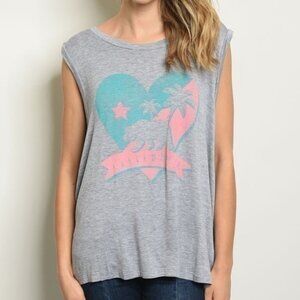 GRAY CALIFORNIA PRINT TANK TOP